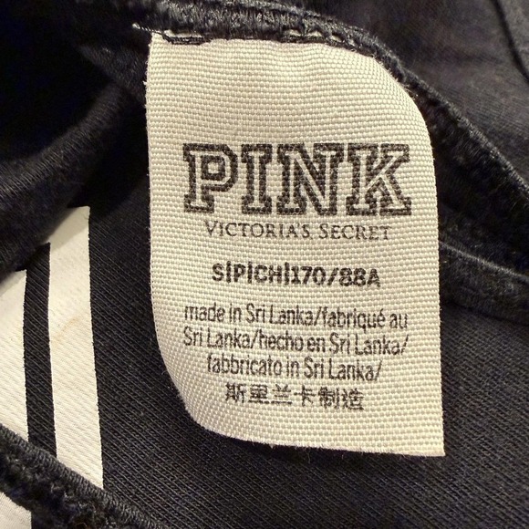 PINK Victoria's Secret Tank Top Womens Small Black Strappy Racerback Graphic - Picture 4 of 4